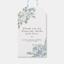 AUSHA Dusty Blue Floral Vrijgezellenfeest Favor Cadeaulabel