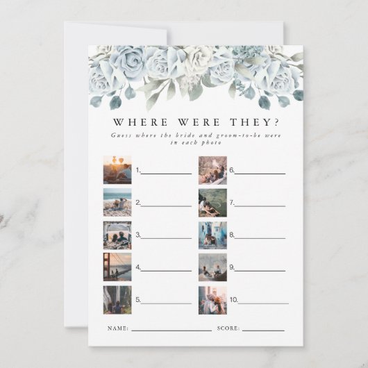 AUSHA Dusty Blue Waar waren ze Bridal Game Kaart (Voorkant)