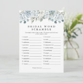 AUSHA Dusty Blue Word Scramble Vrijgezellenfeest s Kaart (Staand voorkant)