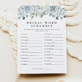 AUSHA Dusty Blue Word Scramble Vrijgezellenfeest s Kaart