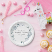 AUSHA Stofblauw Bloem Jongens Baby Shower Papieren Bordje (Feest)