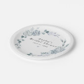 AUSHA Stofblauw Bloem Jongens Baby Shower Papieren Bordje (Gekanteld)