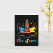 Ausome Eenhoorn Gezicht Puzzel Autisme Awareness A Kaart (Gele Bloem)