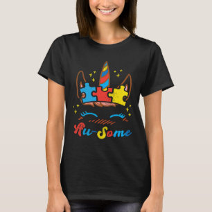 Ausome Eenhoorn Gezicht Puzzel Autisme Awareness A T-shirt