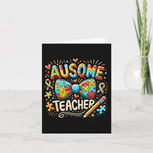 Ausome leraar Autisme Bewustzijn Boog Puzzel Kledi Kaart