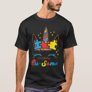 Ausome Unicorn Face Puzzle Autisme Awareness T-shirt