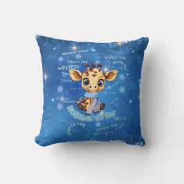 AUsome Winter Giraffe – Autism Awareness Blue Snow Kussen