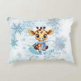 Ausome Winter – One of a Kind Snowflake Giraffe  Accent Kussen