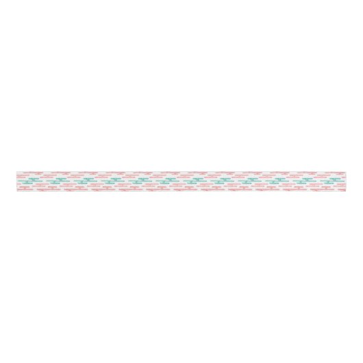 Auspicious Cloud Bands in Teal and Flamingo Grosgrain Lint (Voorkant)