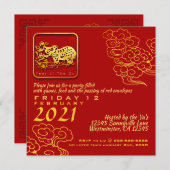 Auspicious Clouds Chinees Nieuwjaar OX 2021 PInv Kaart (Voorkant / Achterkant)