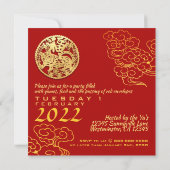 Auspicious Clouds Chinese New Year Tiger 2022 PInv Kaart (Achterkant)