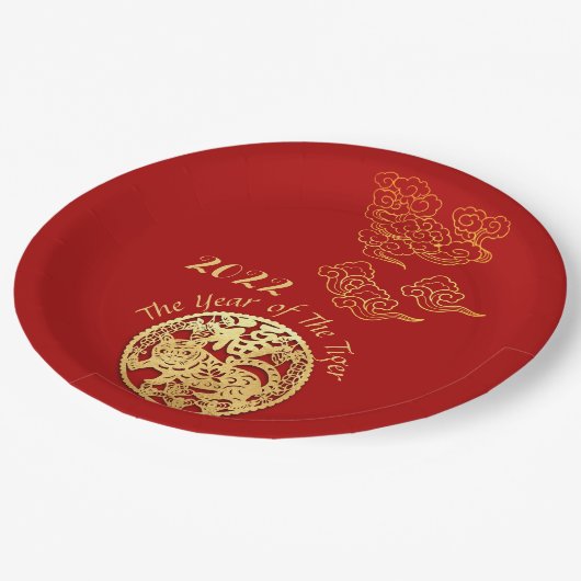 Auspicious Clouds Chinese New Year Tiger 2022 PP Papieren Bordje (Gekanteld)