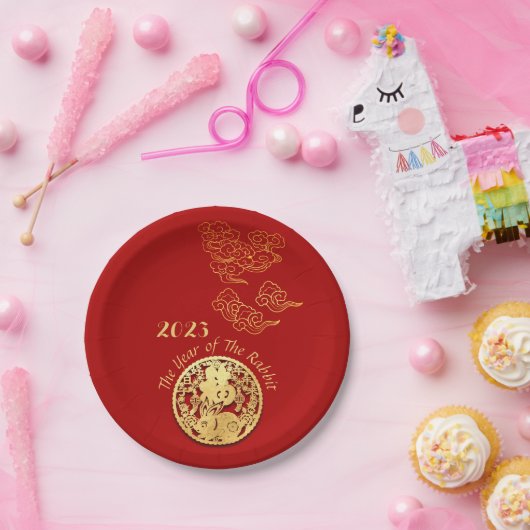 Auspicious Clouds Chinese nieuwjaarskonijn 2023 PP Papieren Bordje (Feest)