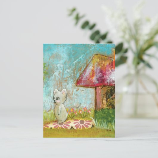 Auspicious Day Whimsical Woodland Mouse Folk Art Briefkaart (Staand voorkant)