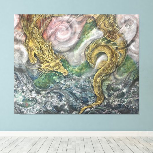 Auspicious Dragon (Zui-ryu) Canvas Afdruk (Insitu (Houten vloer))