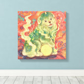 Auspicious Komainu: Guardian of Yuzen Dreams (A Fo Canvas Afdruk (Insitu (Houten vloer))