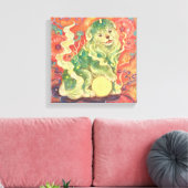 Auspicious Komainu: Guardian of Yuzen Dreams (A Fo Canvas Afdruk (Insitu (Woonkamer))
