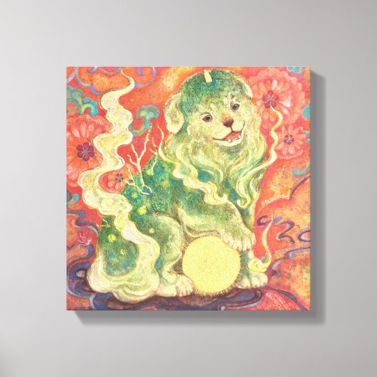 Auspicious Komainu: Guardian of Yuzen Dreams (A Fo Canvas Afdruk (Voorkant)