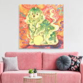 Auspicious Komainu: Guardian of Yuzen Dreams (Un  Canvas Afdruk (Insitu (Woonkamer))