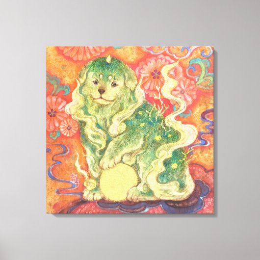 Auspicious Komainu: Guardian of Yuzen Dreams (Un  Canvas Afdruk (Voorkant)