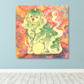 Auspicious Komainu: Guardian of Yuzen Dreams (Un  Canvas Afdruk (Insitu (Houten vloer))