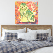 Auspicious Komainu: Guardian of Yuzen Dreams (Un  Canvas Afdruk (Insitu (Slaapkamer))
