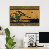 Auspicious pine, bamboo, plum, crane, and turtles poster (Thuiskantoor)