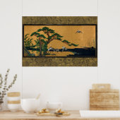 Auspicious pine, bamboo, plum, crane, and turtles poster (Keuken)