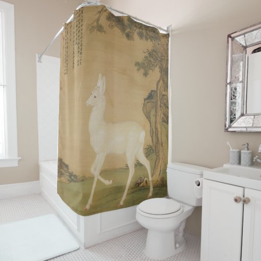 Auspicious Roe Deer Fine Art Douchegordijn (In situ)