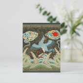 Auspicious Tide & Phoenix Rising Chinese Patroon Briefkaart (Staand voorkant)