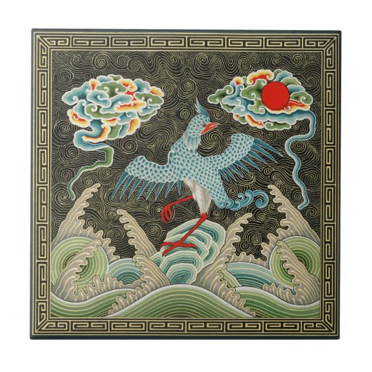 Auspicious Tide & Phoenix Rising Chinese Patroon Tegeltje (Voorkant)