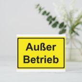 "Außer Betrieb" (Duits "Buiten de orde")-teken Briefkaart (Staand voorkant)