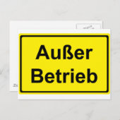 "Außer Betrieb" (Duits "Buiten de orde")-teken Briefkaart (Voorkant / Achterkant)