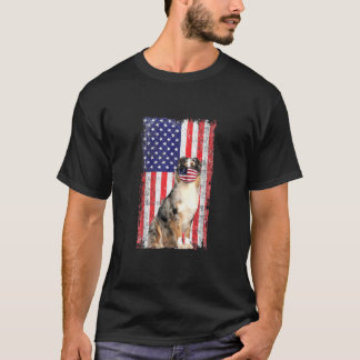 Aussie Amerikaanse vlag Dog draagt gezichtsmasker T-shirt