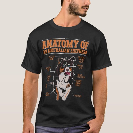Aussie ANATOMIE VAN EEN AUSTRALISCHE HERDER Funny T-shirt (Voorkant)