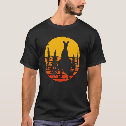 Aussie Animal Kangaroo Retro Forest Trees Kangaro T-shirt (Voorkant)