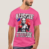 Aussie Attitude Funny Kangaroo Boksen Australië Bo T-shirt (Voorkant)