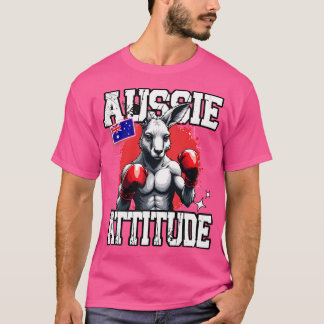 Aussie Attitude Funny Kangaroo Boksen Australië Bo T-shirt
