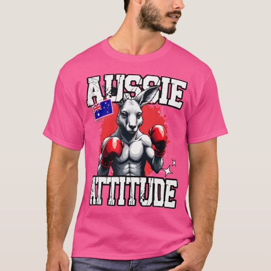 Aussie Attitude Funny Kangaroo Boksen Australië Bo T-shirt (Voorkant)