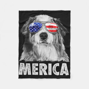 Aussie australian shepherd 4 juli merica fleece deken