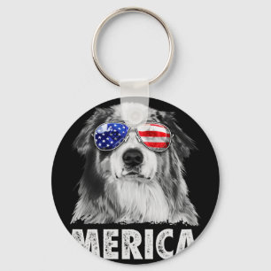 Aussie australian shepherd 4 juli merica sleutelhanger