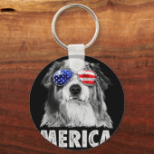 Aussie australian shepherd 4 juli merica sleutelhanger (Voorkant)