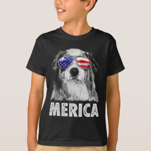 Aussie australian shepherd 4 juli merica t-shirt