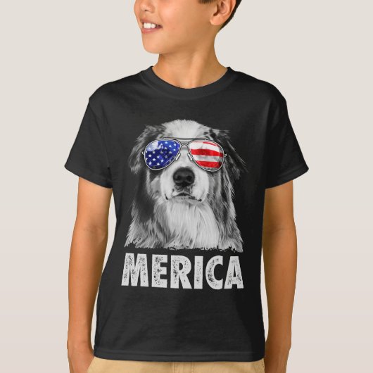 Aussie australian shepherd 4 juli merica t-shirt (Voorkant)