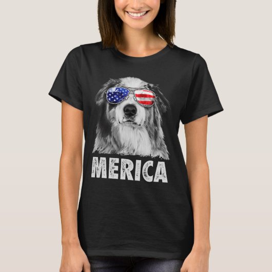 Aussie australian shepherd 4 juli merica t-shirt (Voorkant)