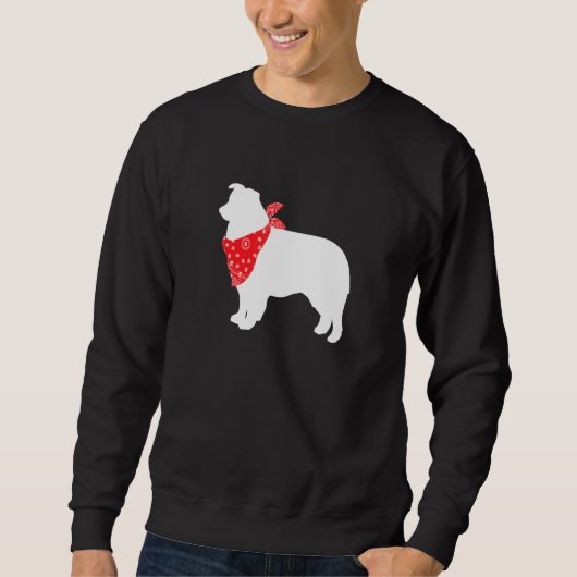 Aussie Australian Shepherd Dog Wearing Red Bandana Trui (Voorkant)