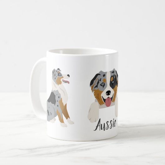 Aussie. Australian Shepherd Koffiemok (Voorkant links)