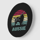 Aussie Australian Shepherd Retro Silhouette Grote Klok (Hoek)