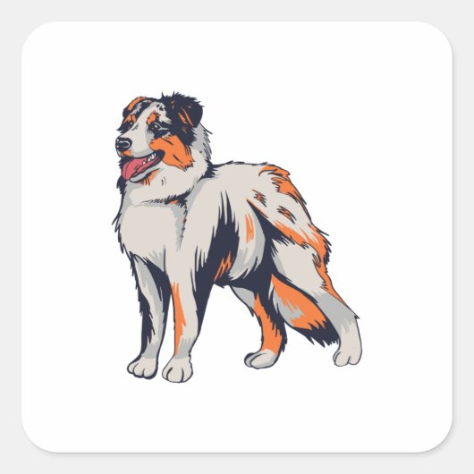 Aussie - Australische Herdershond Vierkante Sticker (Voorkant)