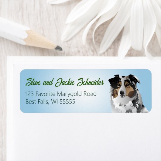 Aussie Blue Merle-adreslabel Etiket (Insitu)